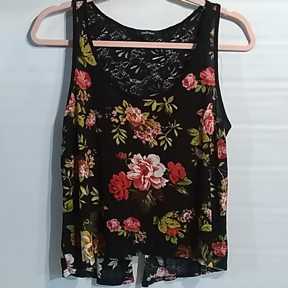 Ambiance Tops - Ambiance Split Back Floral Tank Top